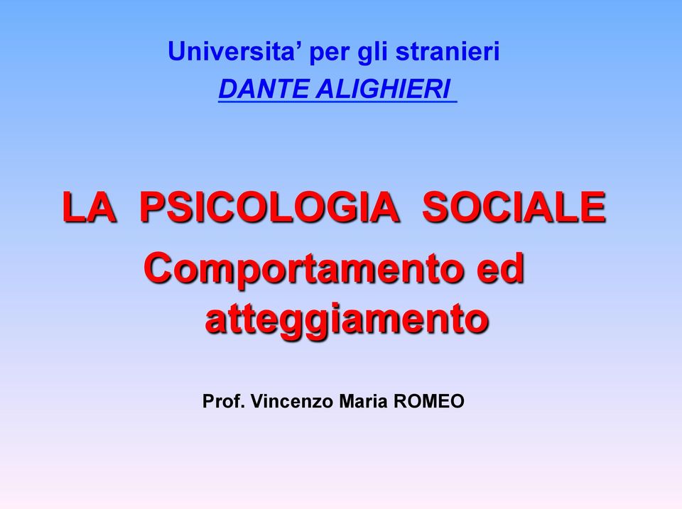 SOCIALE Comportamento ed