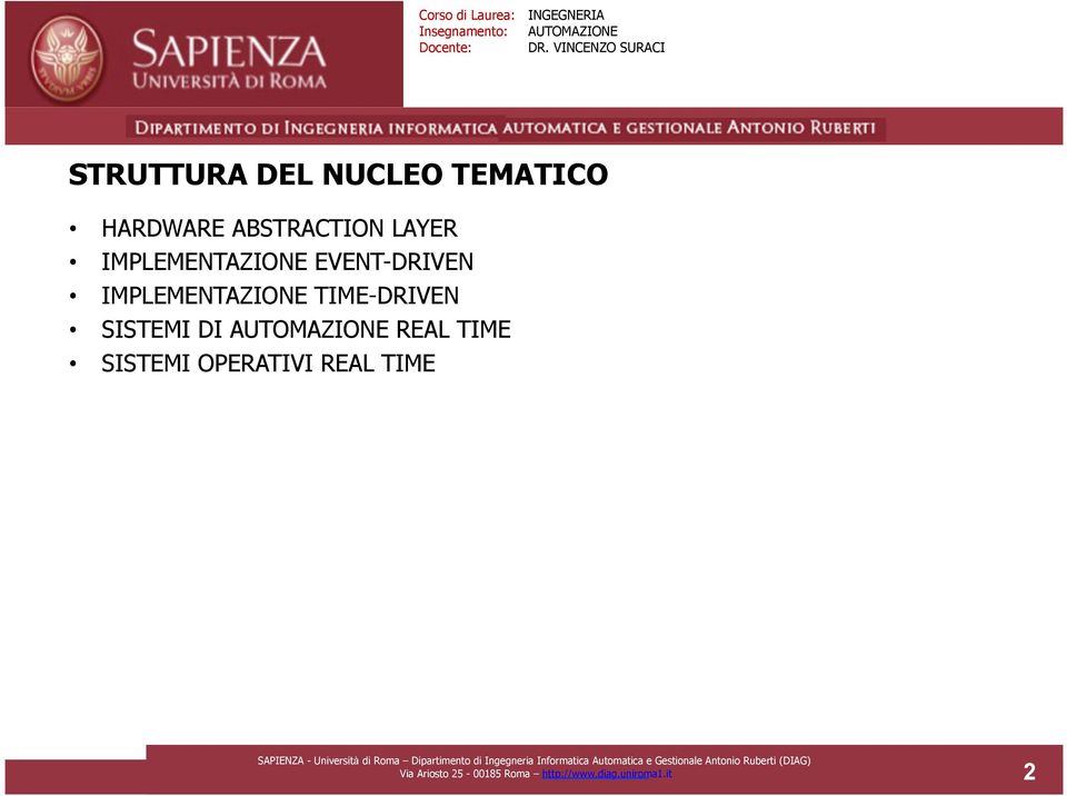 TIME-DRIVEN SISTEMI DI REAL TIME SISTEMI OPERATIVI