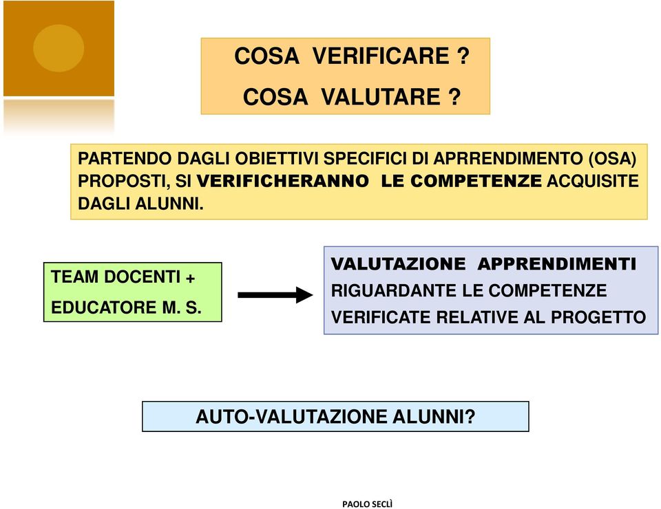 VERIFICHERANNO LE COMPETENZE ACQUISITE DAGLI ALUNNI.