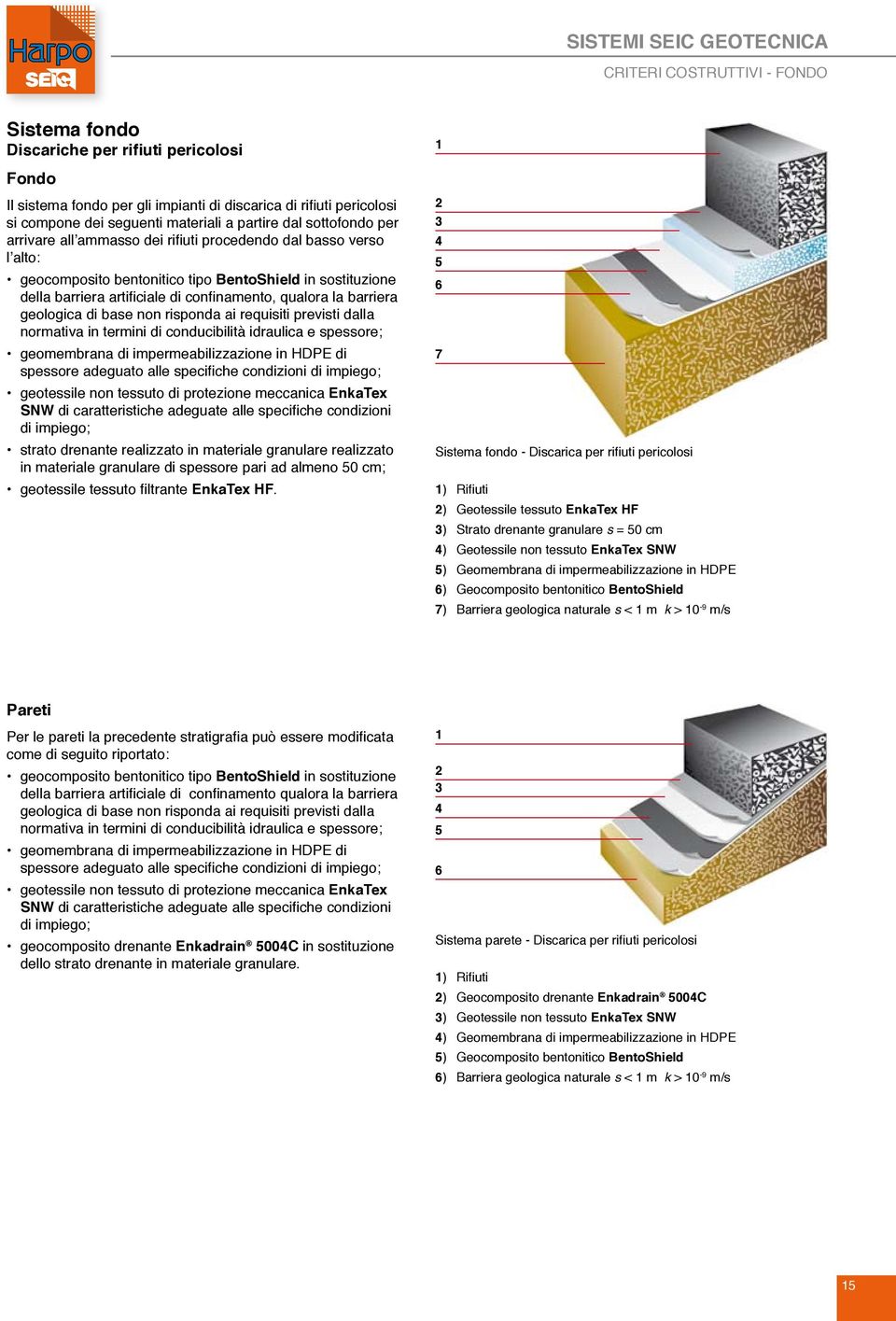 barriera geologica di base non risponda ai requisiti previsti dalla normativa in termini di conducibilità idraulica e spessore; geomembrana di impermeabilizzazione in HDPE di spessore adeguato alle