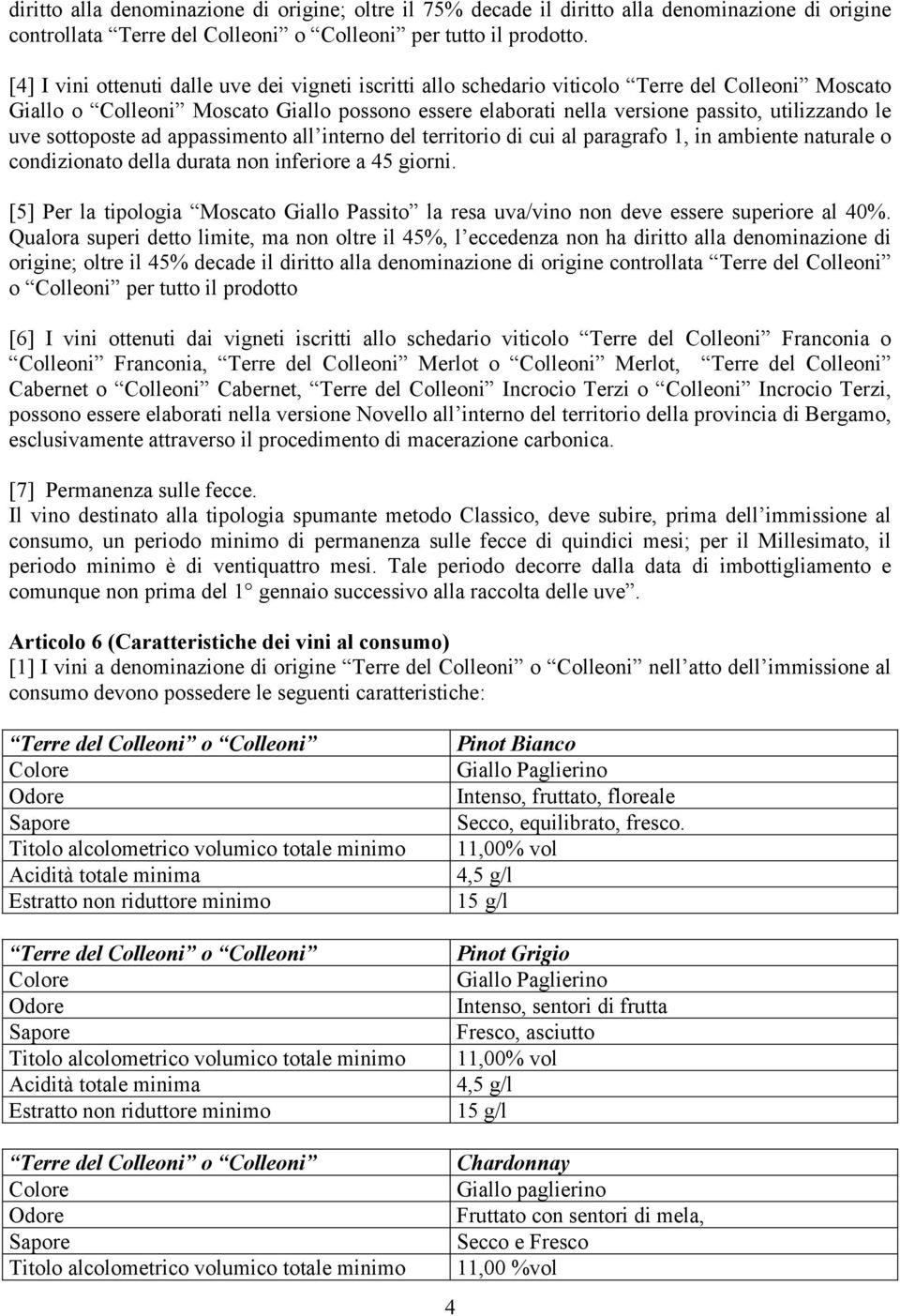 uve sottoposte ad appassimento all interno del territorio di cui al paragrafo 1, in ambiente naturale o condizionato della durata non inferiore a 45 giorni.