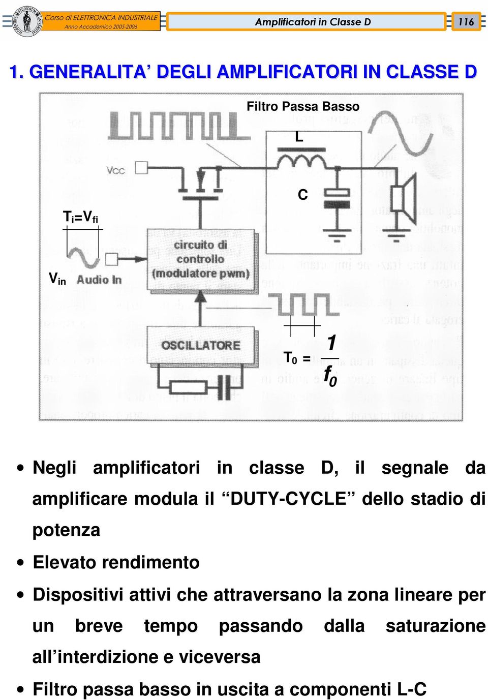 potenza Elevato rendimento Dispositivi attivi che attraversano la zona lineare per un breve