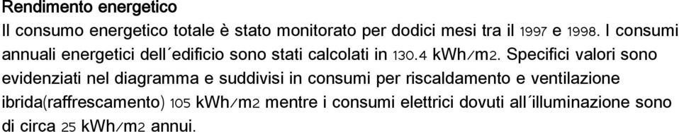 Specifici valori sono evidenziati nel diagramma e suddivisi in consumi per riscaldamento e