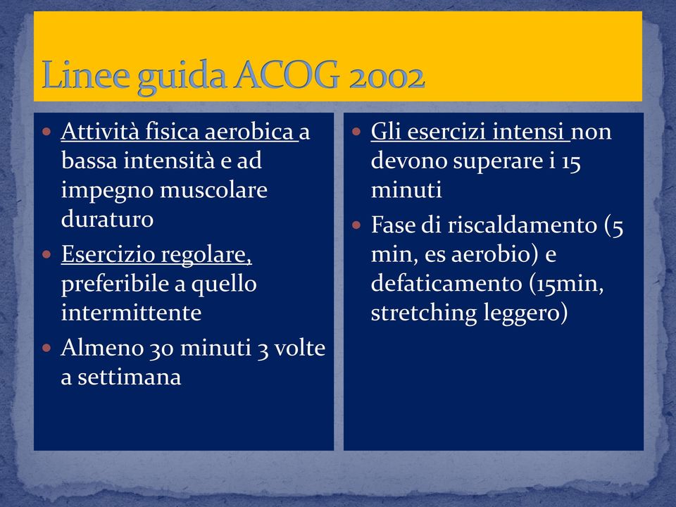 volte a settimana Gli esercizi intensi non devono superare i 15 minuti Fase