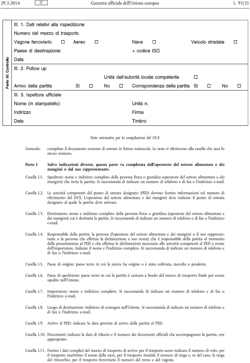 Speditore: nome e indirizzo completo della persona fisica o giuridica (operatore del settore alimentare e dei mangimi) che invia la partita.