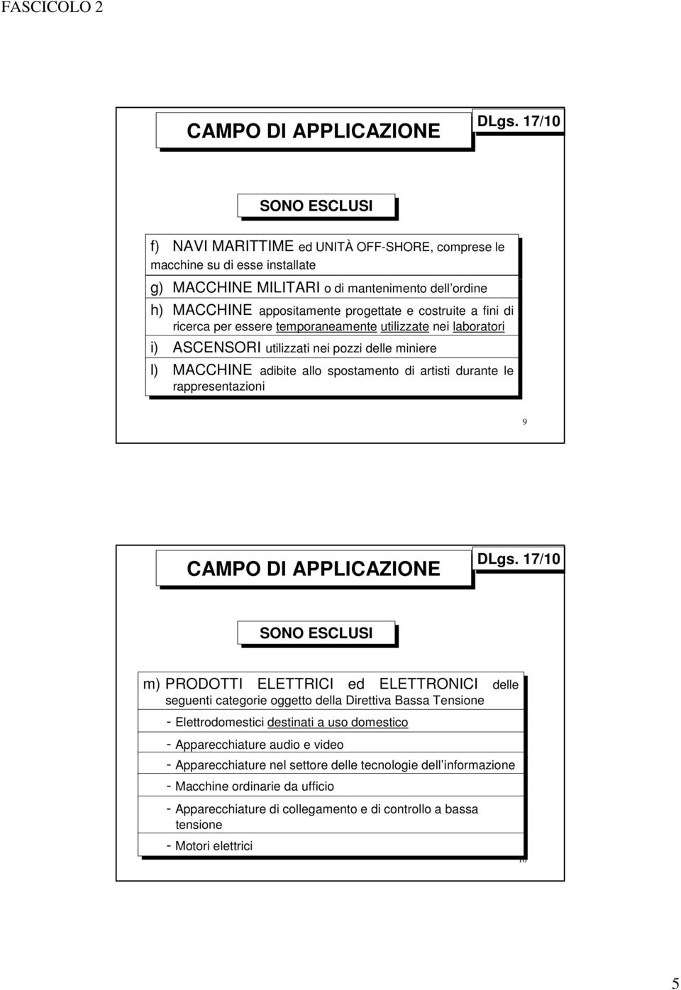 le rappresentazioni 9 CAMPO DI APPLICAZIONE SONO ESCLUSI m) PRODOTTI ELETTRICI ed ELETTRONICI delle seguenti categorie oggetto della Direttiva Bassa Tensione - Elettrodomestici destinati a uso