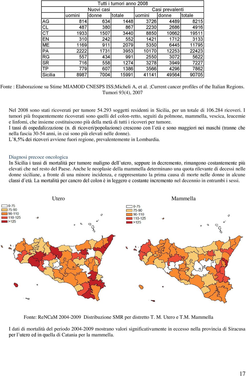 15991 41141 49564 90705 Fonte : Elaborazione su Stime MIAMOD CNESPS ISS;Micheli A, et al. ;Current cancer profiles of the Italian Regions.