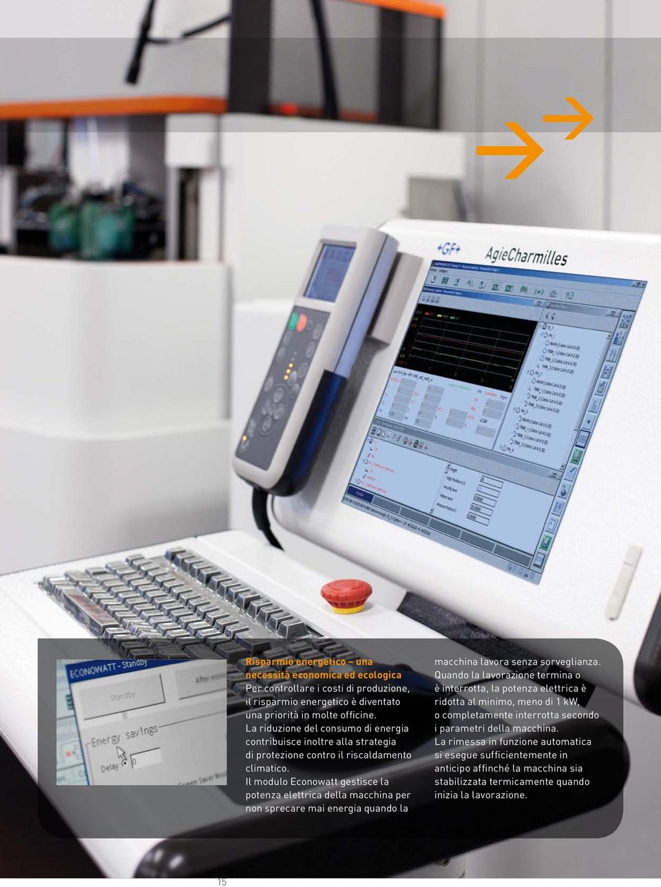 Il modulo Econowatt gestisce la potenza elettrica della macchina per non sprecare mai energia quando la macchina lavora senza sorveglianza.