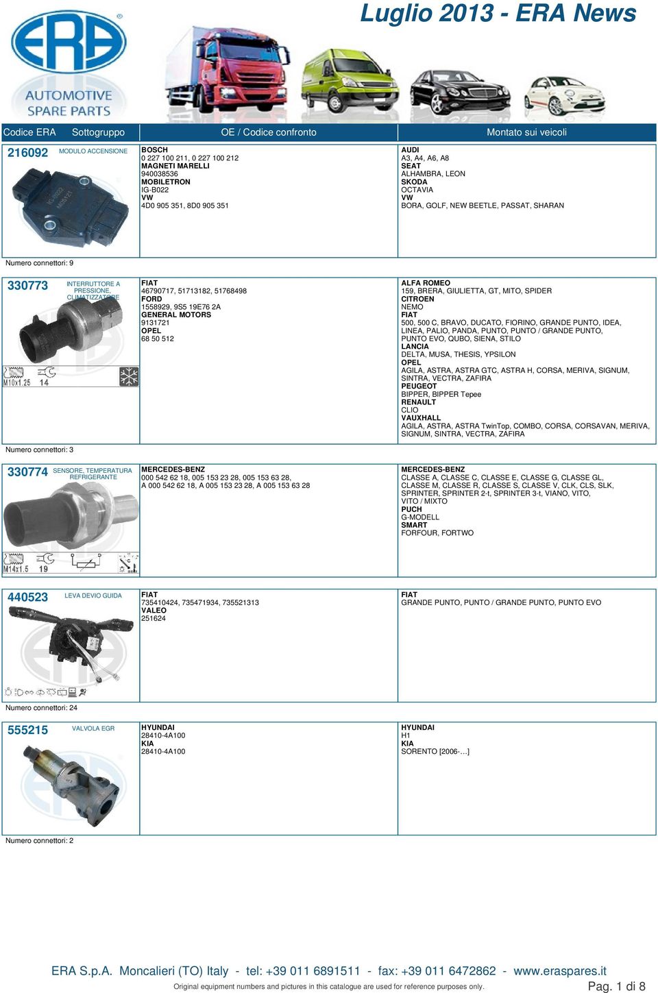 MOTORS 9131721 OPEL 68 50 512 000 542 62 18, 005 153 23 28, 005 153 63 28, A 000 542 62 18, A 005 153 23 28, A 005 153 63 28 ALFA ROMEO 159, BRERA, GIULIETTA, GT, MITO, SPIDER CITROEN NEMO 500, 500