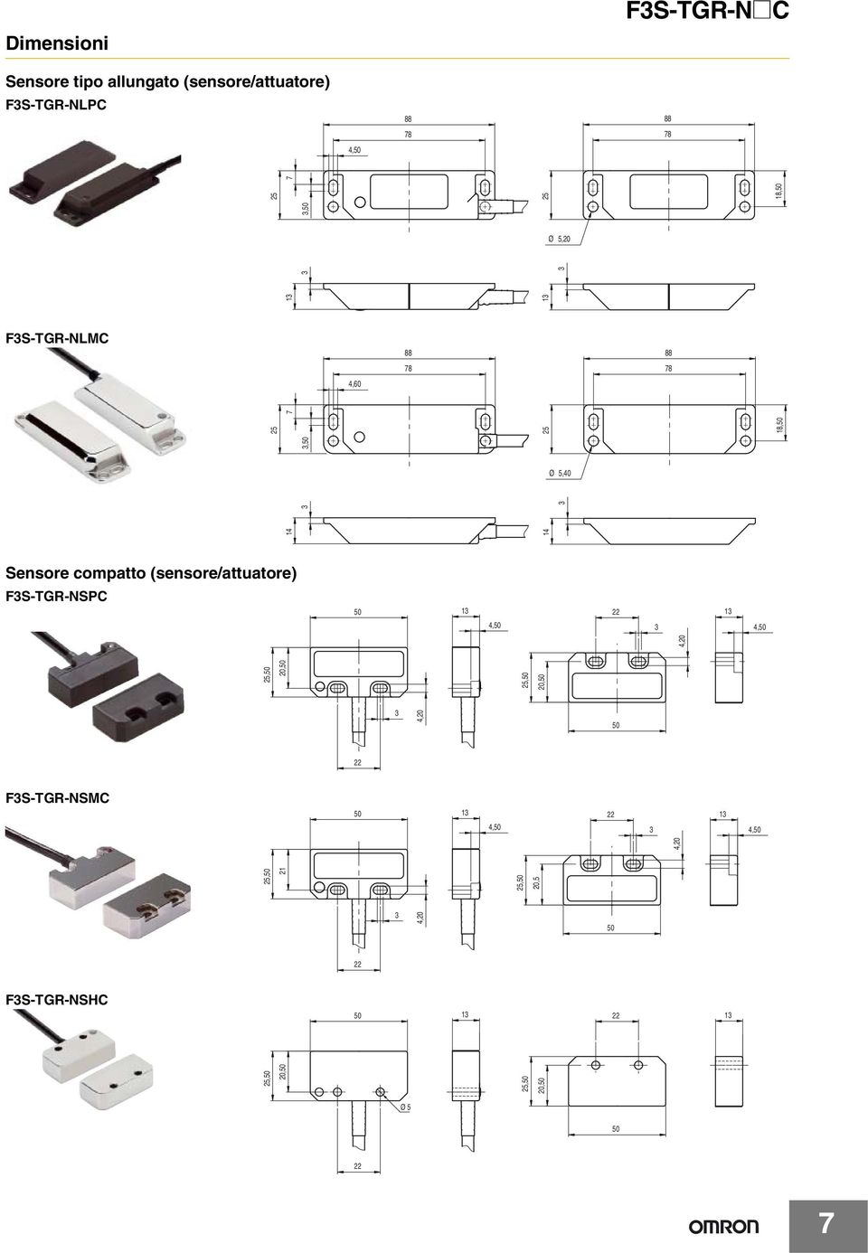 (sensore/attuatore) FS-TGR-NSPC 50 1 1 4,50 4,50 25,50 20,50 25,50 20,50 4,20 4,20 50 FS-TGR-NSMC