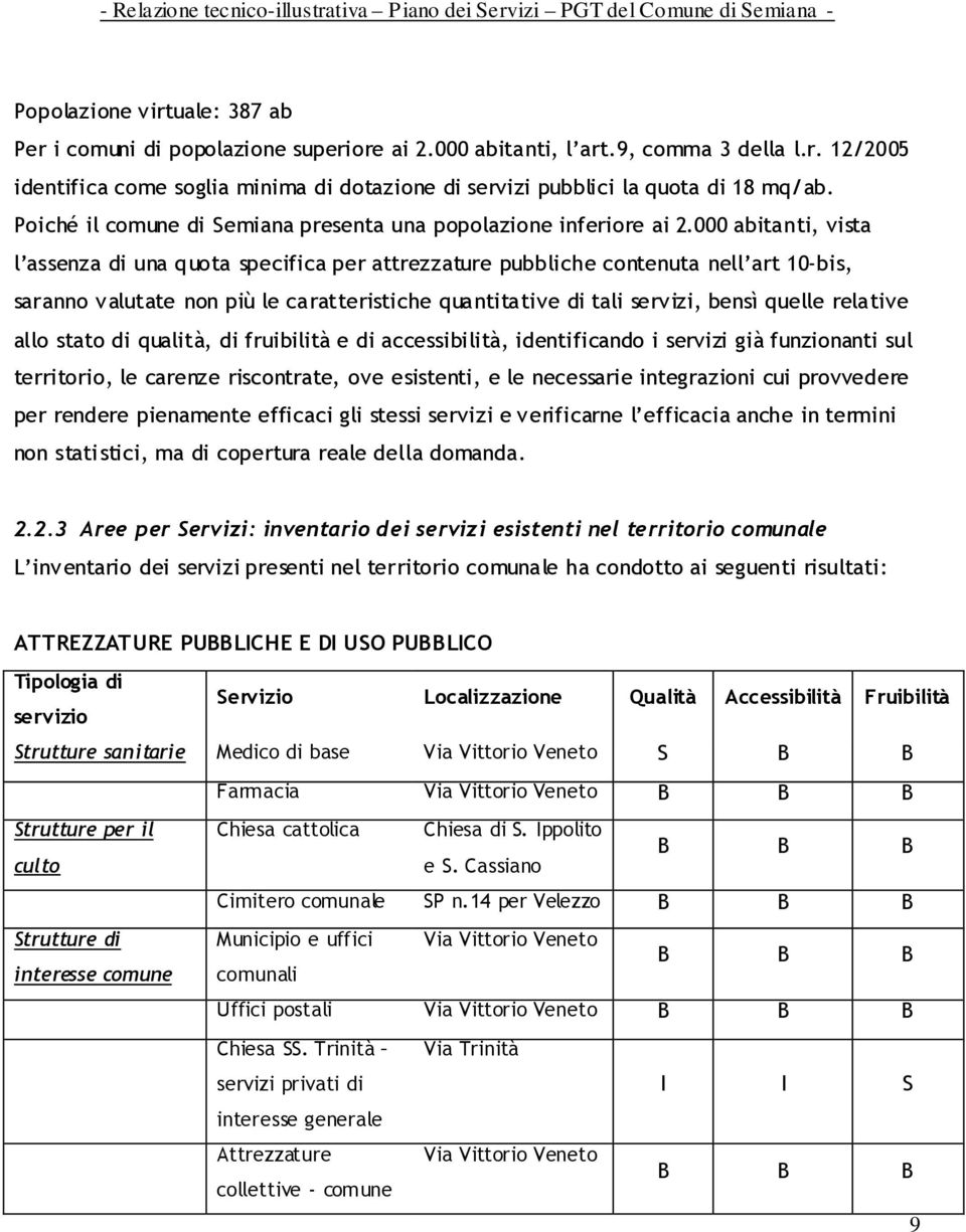 000 abitanti, vista l assenza di una quota specifica per attrezzature pubbliche contenuta nell art 10-bis, saranno valutate non più le caratteristiche quantitative di tali servizi, bensì quelle