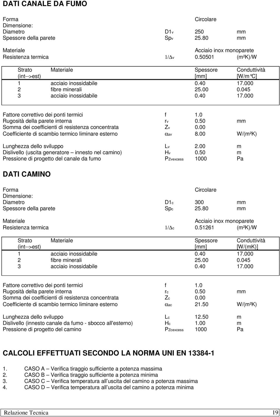 0 Rugosità della parete interna rv 0.50 mm Somma dei coefficienti di resistenza concentrata Zv 0.00 Coefficiente di scambio termico liminare esterno αav 8.00 W/(m²K) Lunghezza dello sviluppo Lv 2.