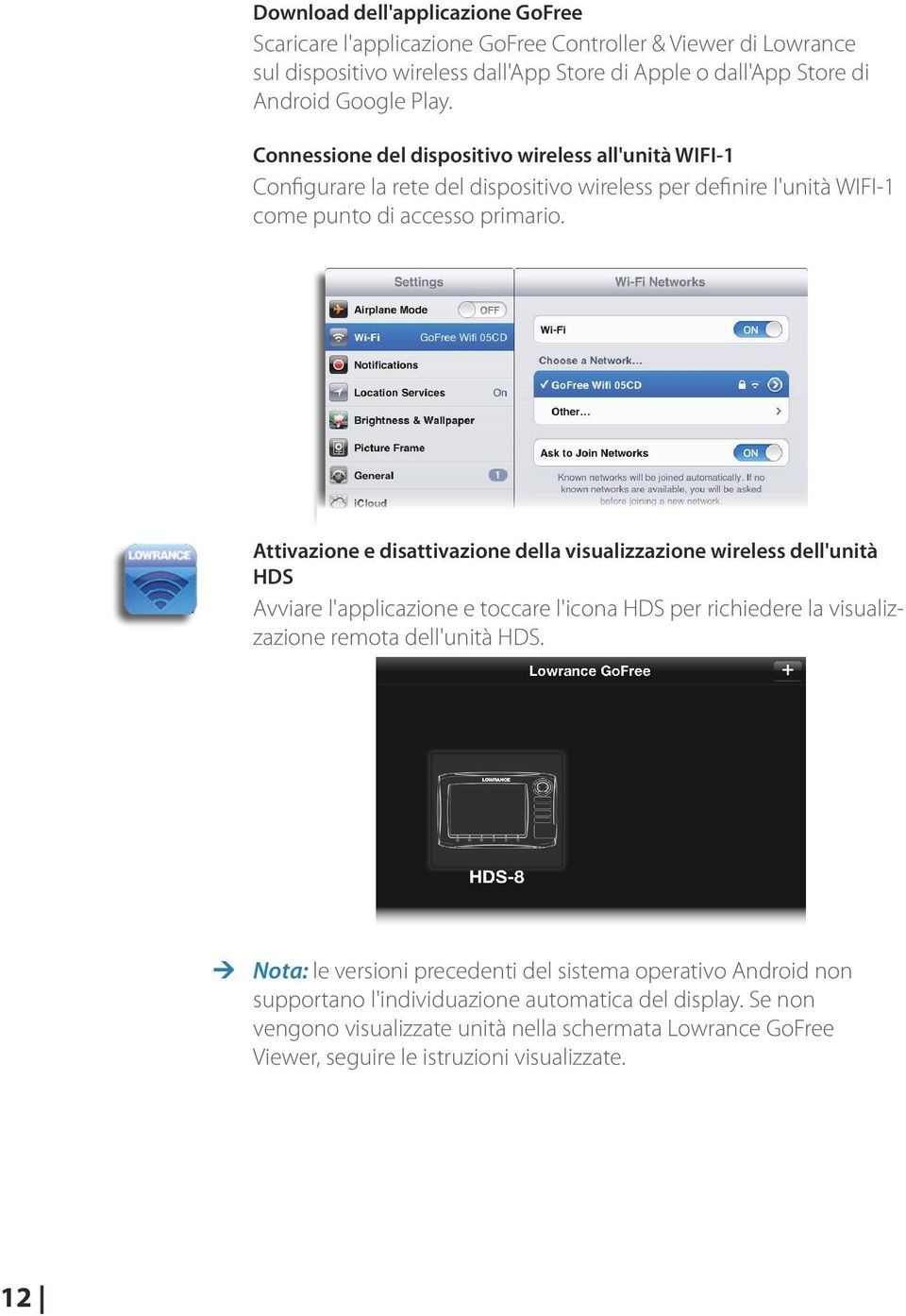 Attivazione e disattivazione della visualizzazione wireless dell'unità HDS Avviare l'applicazione e toccare l'icona HDS per richiedere la visualizzazione remota dell'unità HDS.