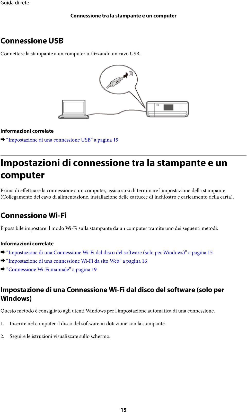 terminare l'impostazione della stampante (Collegamento del cavo di alimentazione, installazione delle cartucce di inchiostro e caricamento della carta).