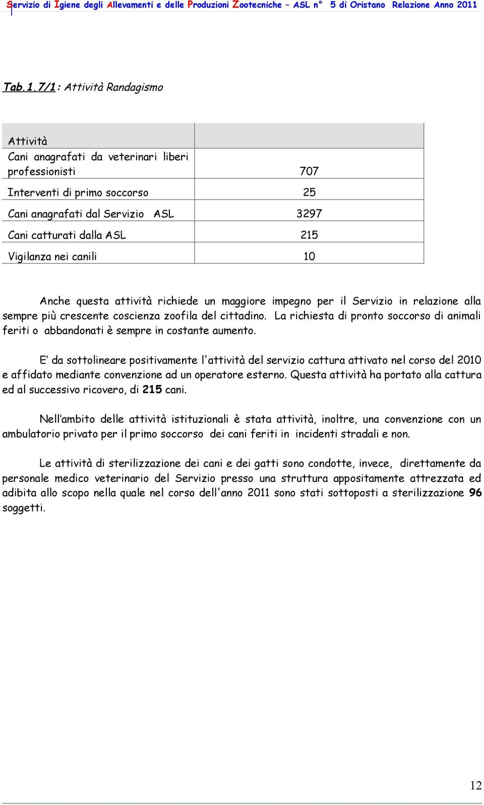 nei canili 10 Anche questa attività richiede un maggiore impegno per il Servizio in relazione alla sempre più crescente coscienza zoofila del cittadino.