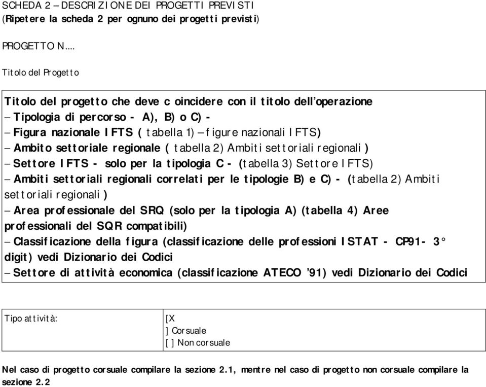 settoriale regionale ( tabella 2) Ambiti settoriali regionali ) Settore IFTS - solo per la tipologia C - (tabella 3) Settore IFTS) Ambiti settoriali regionali correlati per le tipologie B) e C) -