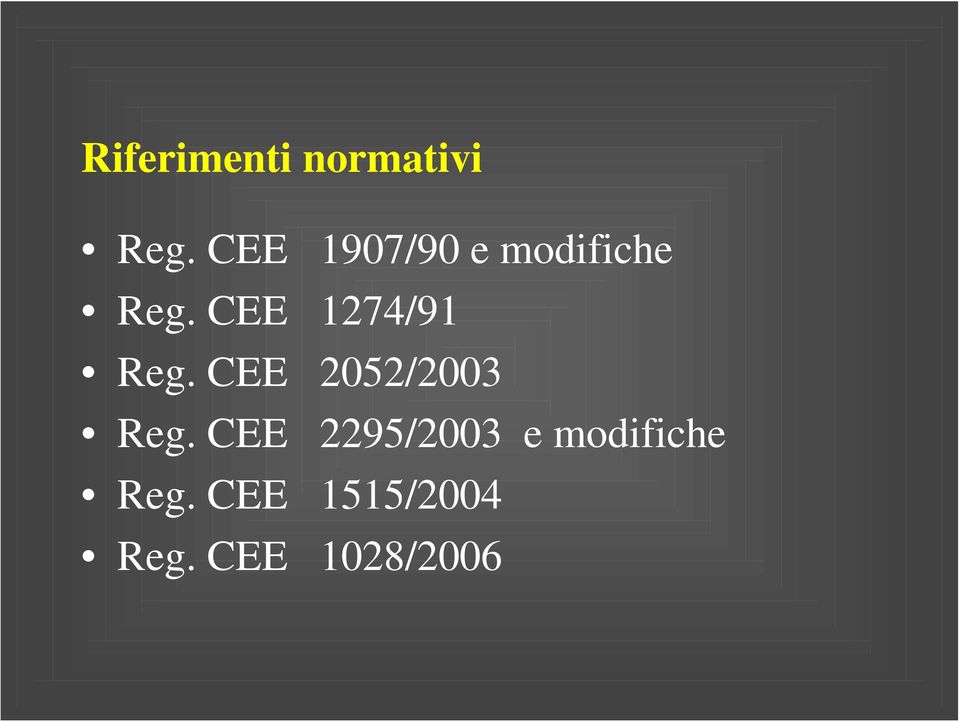 CEE 1274/91 Reg. CEE 2052/2003 Reg.