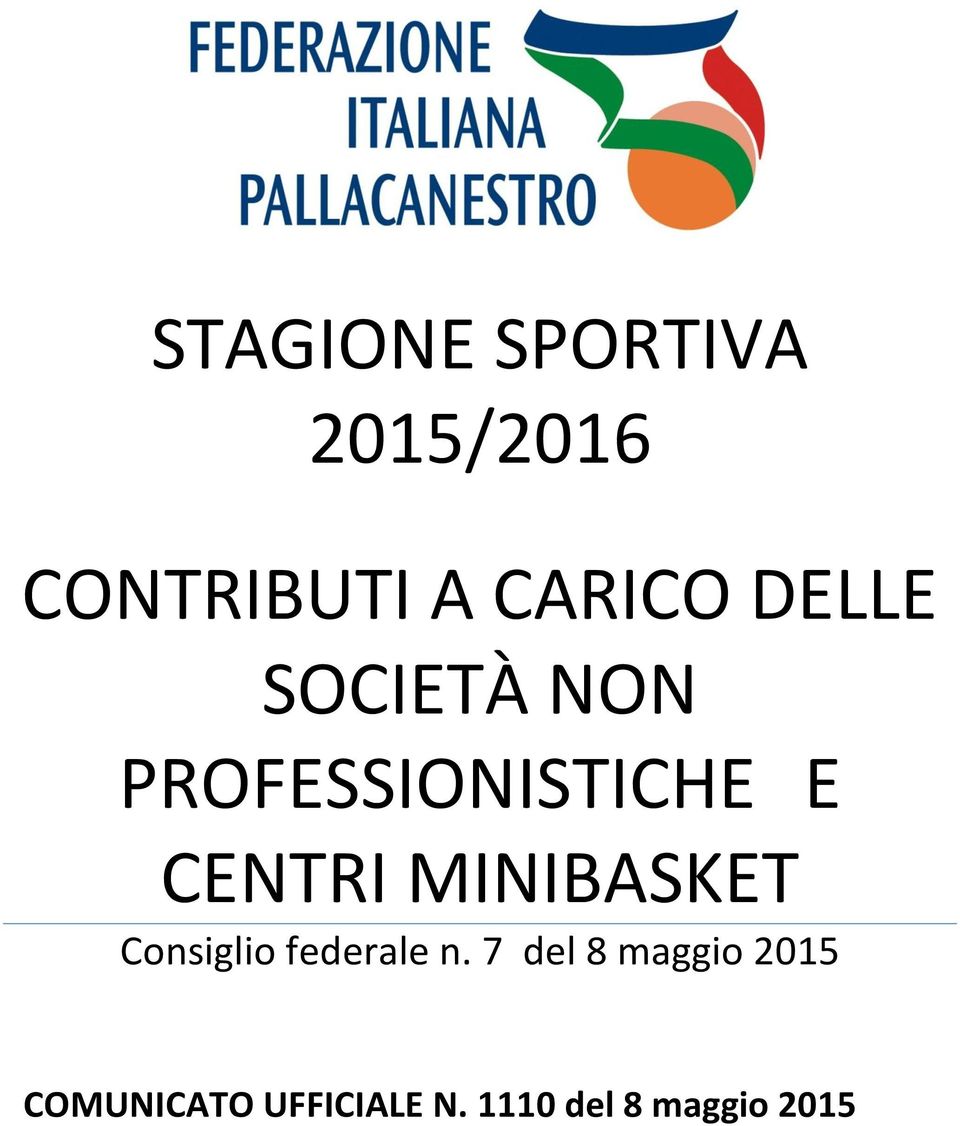 MINIBASKET Consiglio federale n.