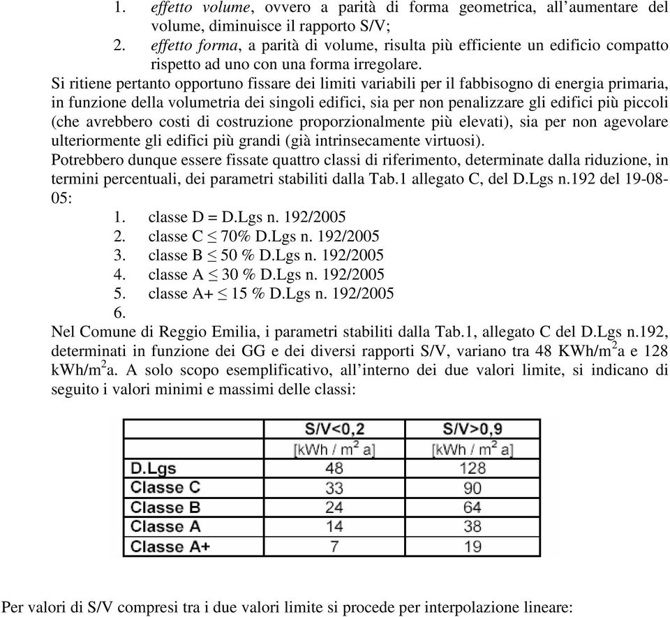 Si ritiene pertanto opportuno fissare dei limiti variabili per il fabbisogno di energia primaria, in funzione della volumetria dei singoli edifici, sia per non penalizzare gli edifici più piccoli