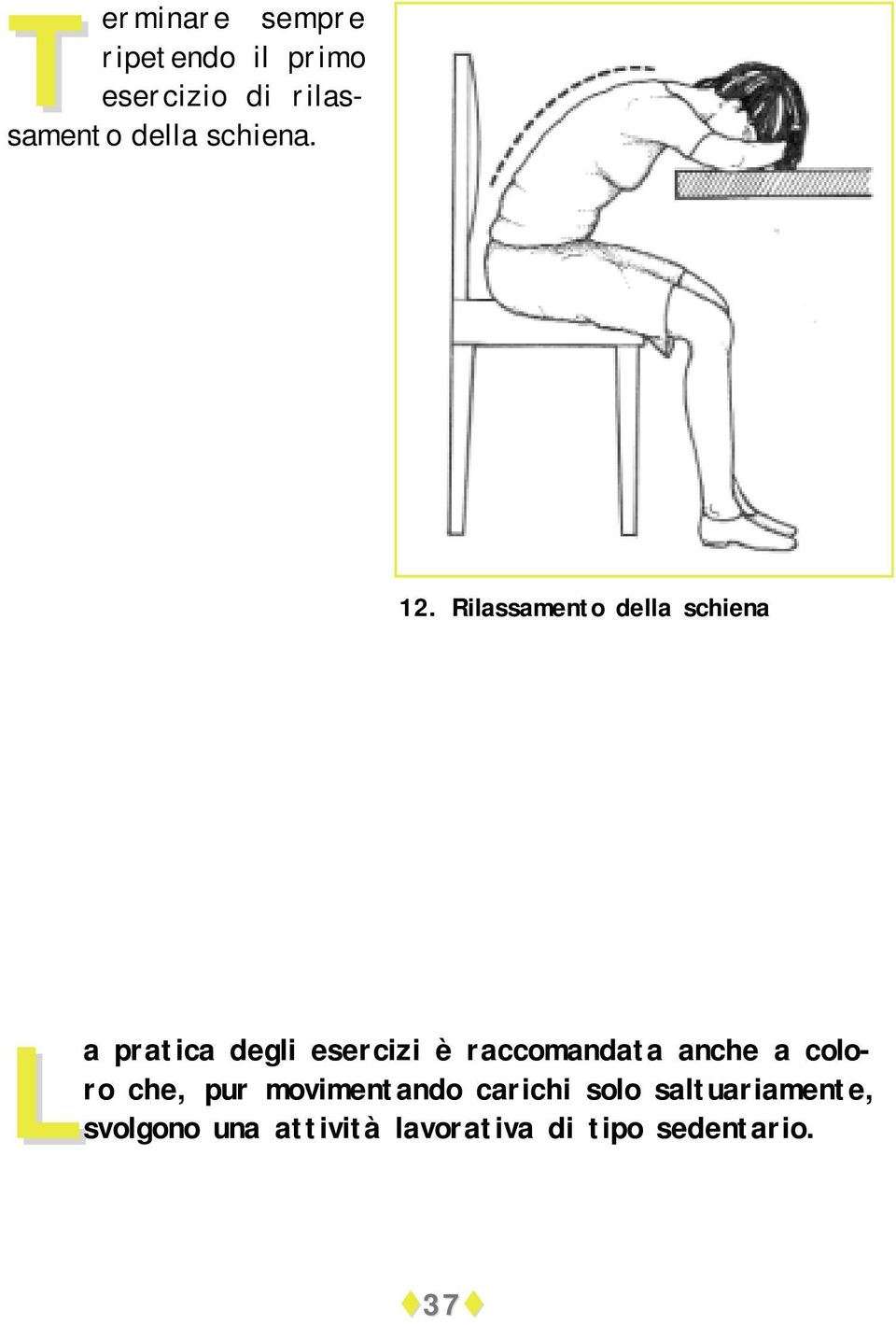 Rilassamento della schiena La pratica degli esercizi è raccomandata