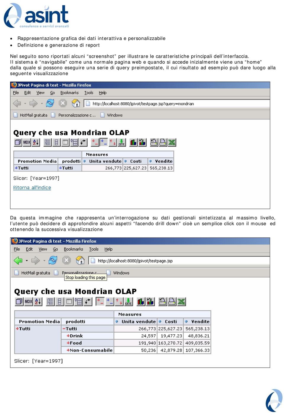 Il sistema è navigabile come una normale pagina web e quando si accede inizialmente viene una home dalla quale si possono eseguire una serie di query preimpostate, il cui