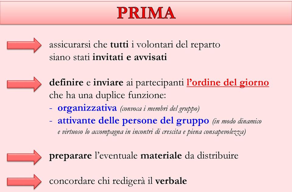 gruppo) - attivante delle persone del gruppo (in modo dinamico e virtuoso lo accompagna in incontri di