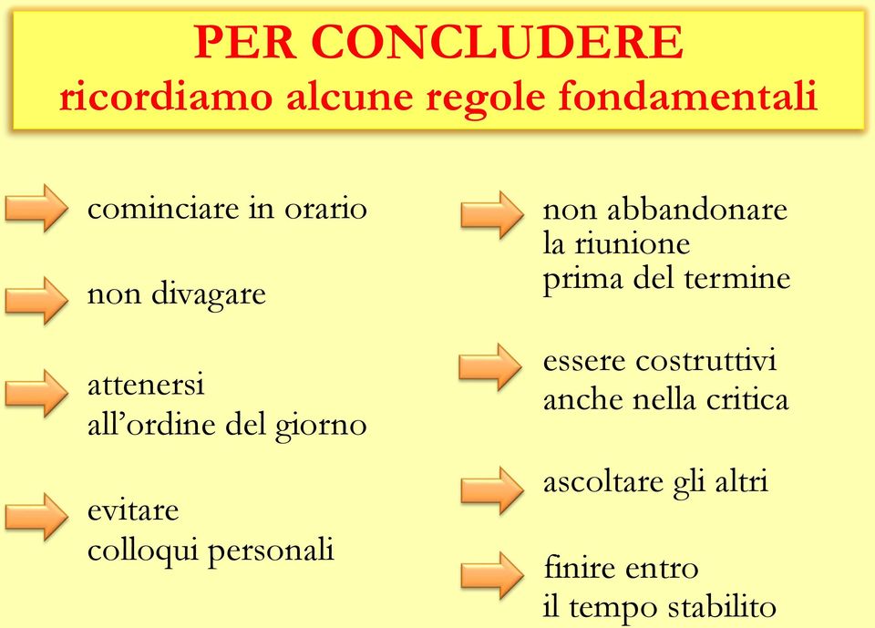 personali non abbandonare la riunione prima del termine essere