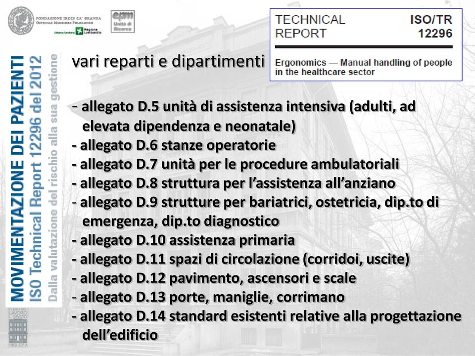 9 strutture per bariatrici, ostetricia, dip.to di emergenza, dip.to diagnostico - allegato D.10 assistenza primaria - allegato D.