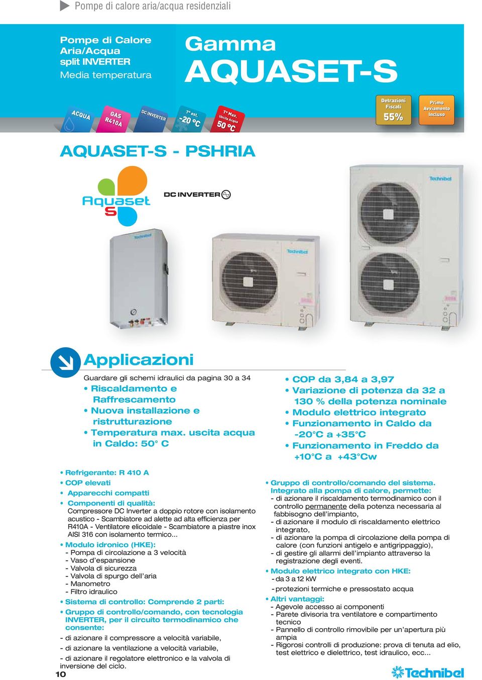 Apparecchi compatti Compressore DC Inverter a doppio rotore con isolamento acustico Scambiatore ad alette ad alta efficienza per R410A Ventilatore elicoidale Scambiatore a piastre inox AISI 316 con