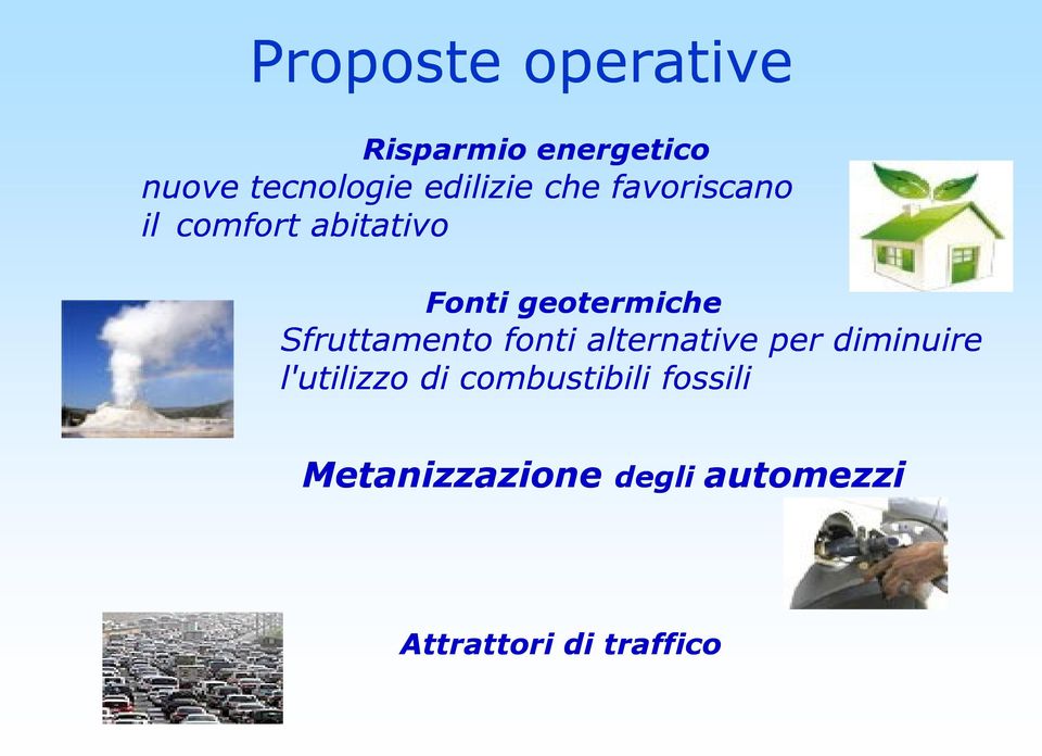 Sfruttamento fonti alternative per diminuire l'utilizzo di