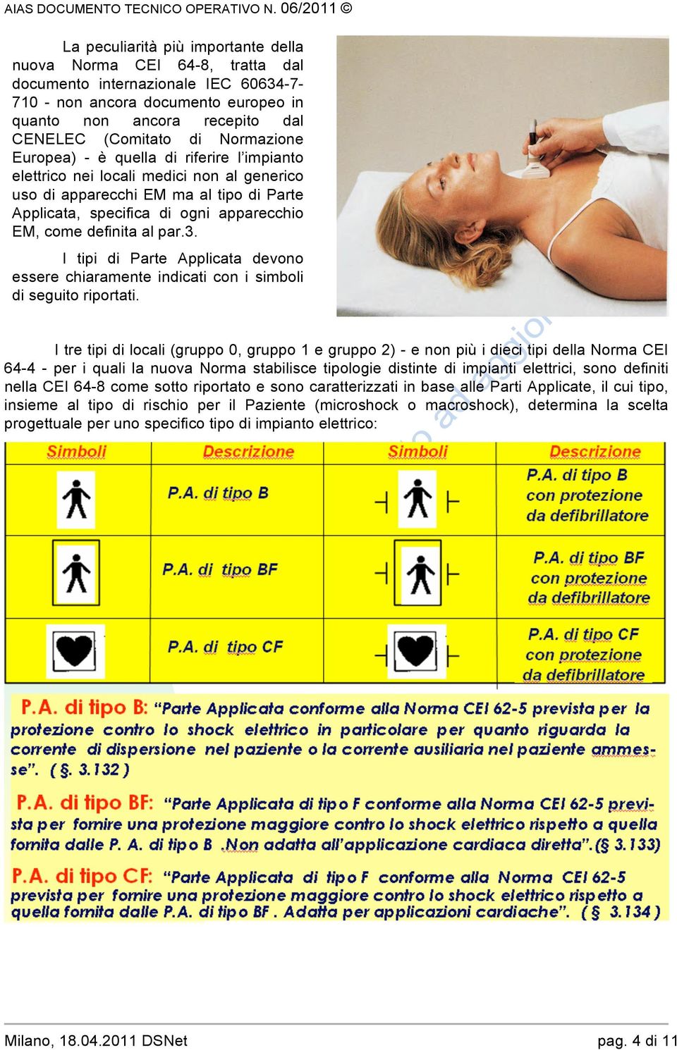 al par.3. I tipi di Parte Applicata devono essere chiaramente indicati con i simboli di seguito riportati.