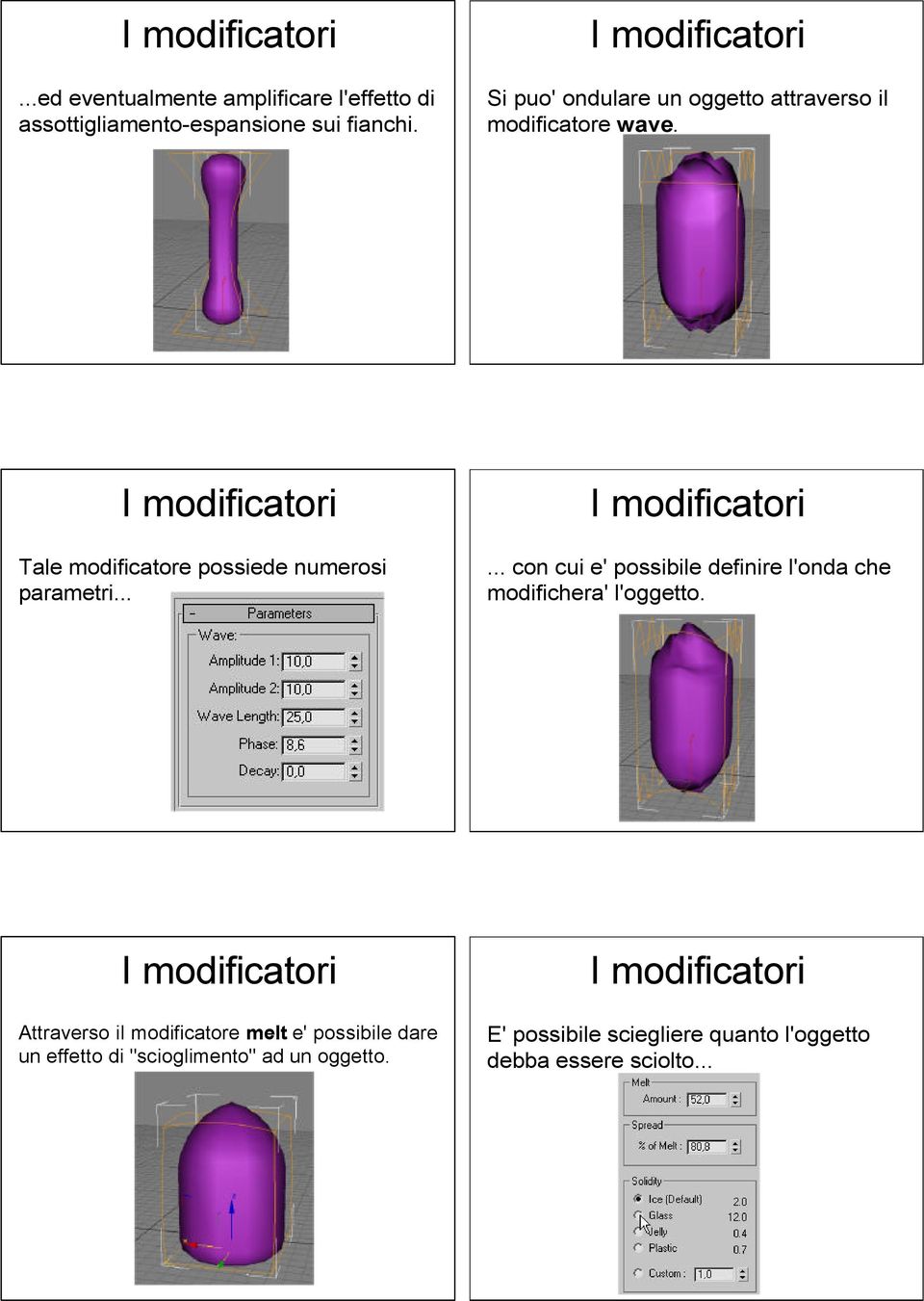 Tale modificatore possiede numerosi parametri.