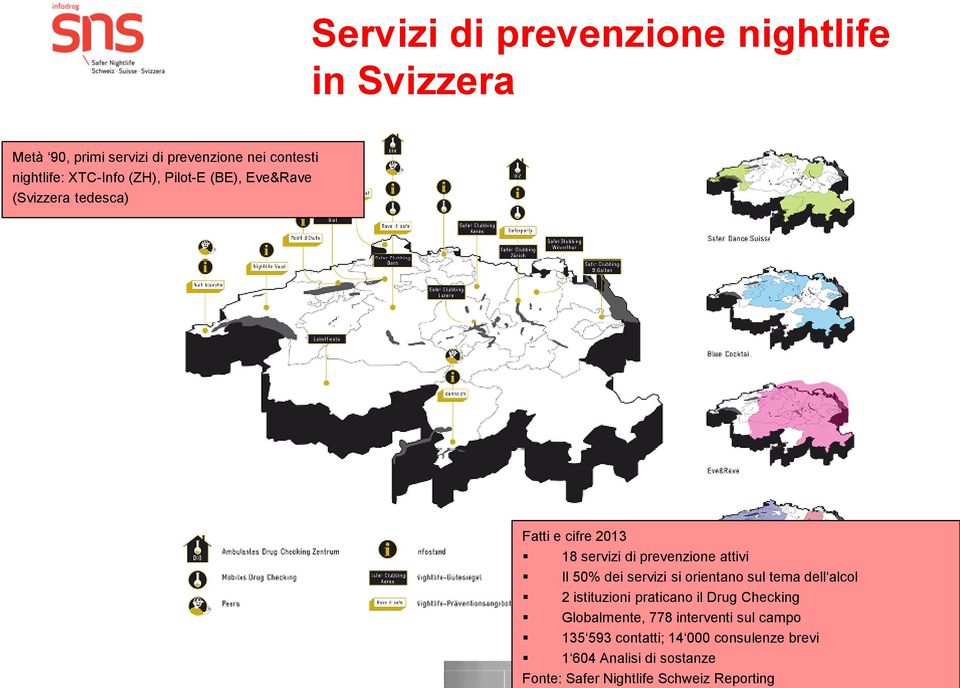 brevi 1 604 Analisi di sostanze Fonte: Safer Nightlife Schweiz Reporting Servizi di prevenzione nightlife in