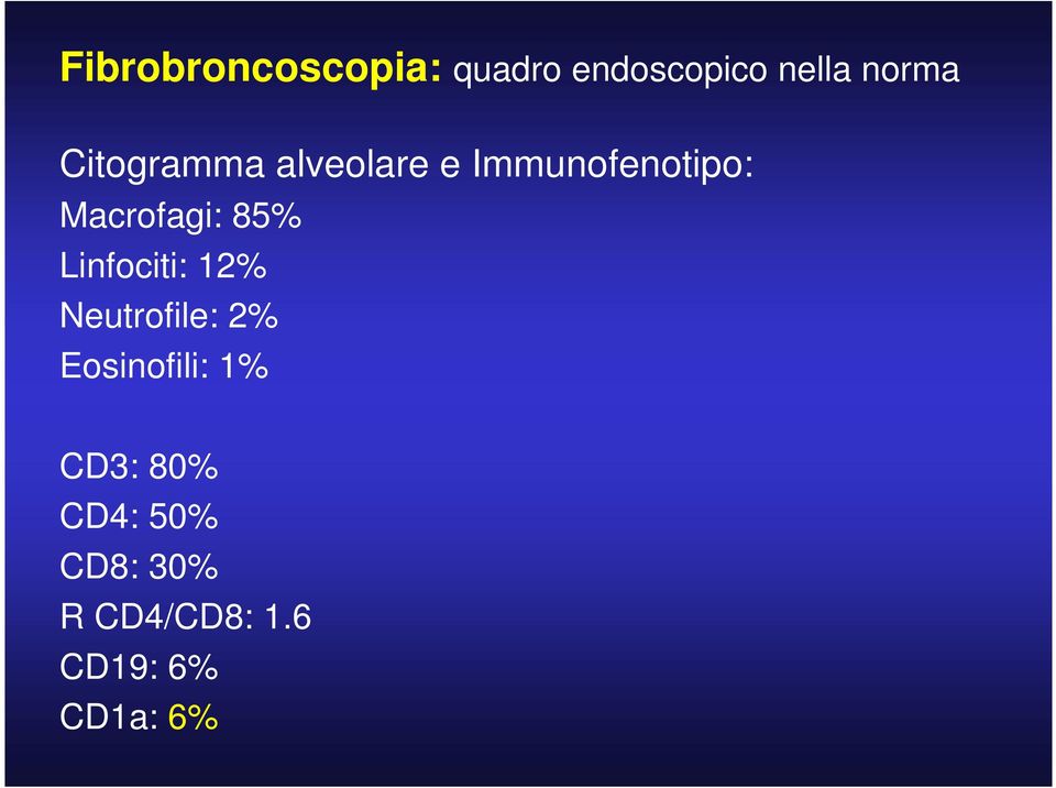 85% Linfociti: 12% Neutrofile: 2% Eosinofili: 1%