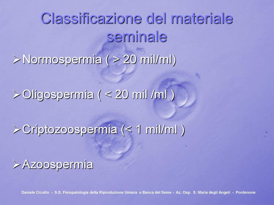 mil/ml) Oligospermia ( < 20 mil