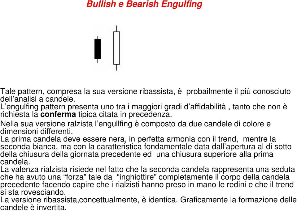 Nella sua versione ralzista l engullfing è composto da due candele di colore e dimensioni differenti.