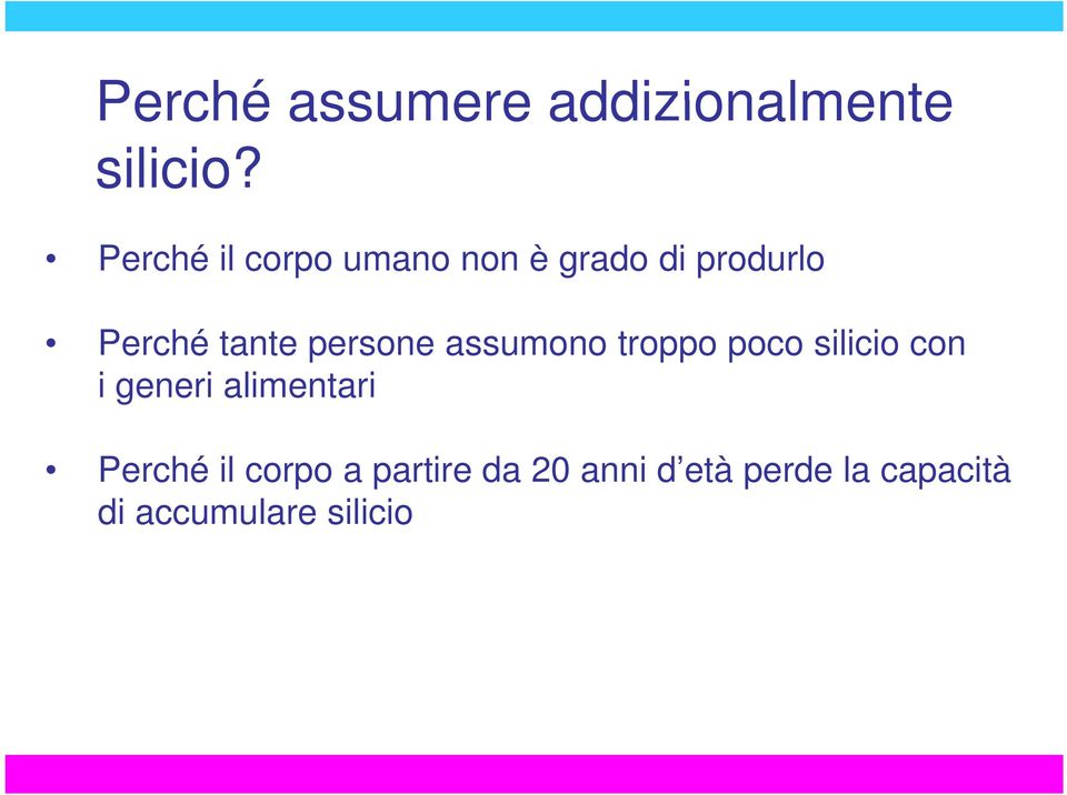 persone assumono troppo poco silicio con i generi e