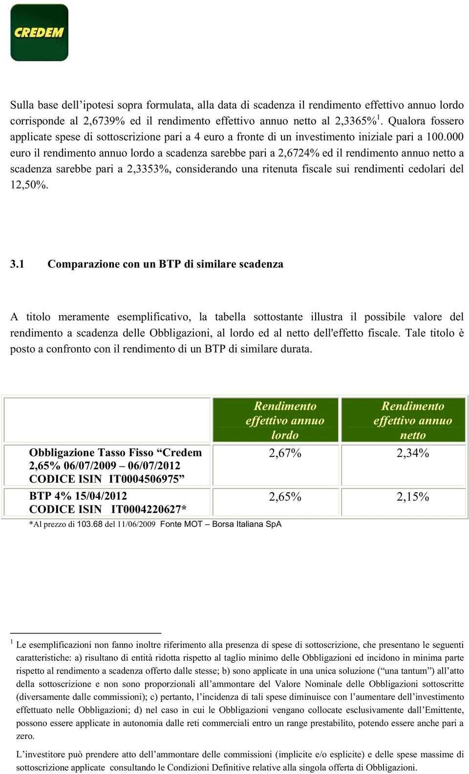 000 euro il rendimento annuo lordo a scadenza sarebbe pari a 2,6724% ed il rendimento annuo netto a scadenza sarebbe pari a 2,3353%, considerando una ritenuta fiscale sui rendimenti cedolari del