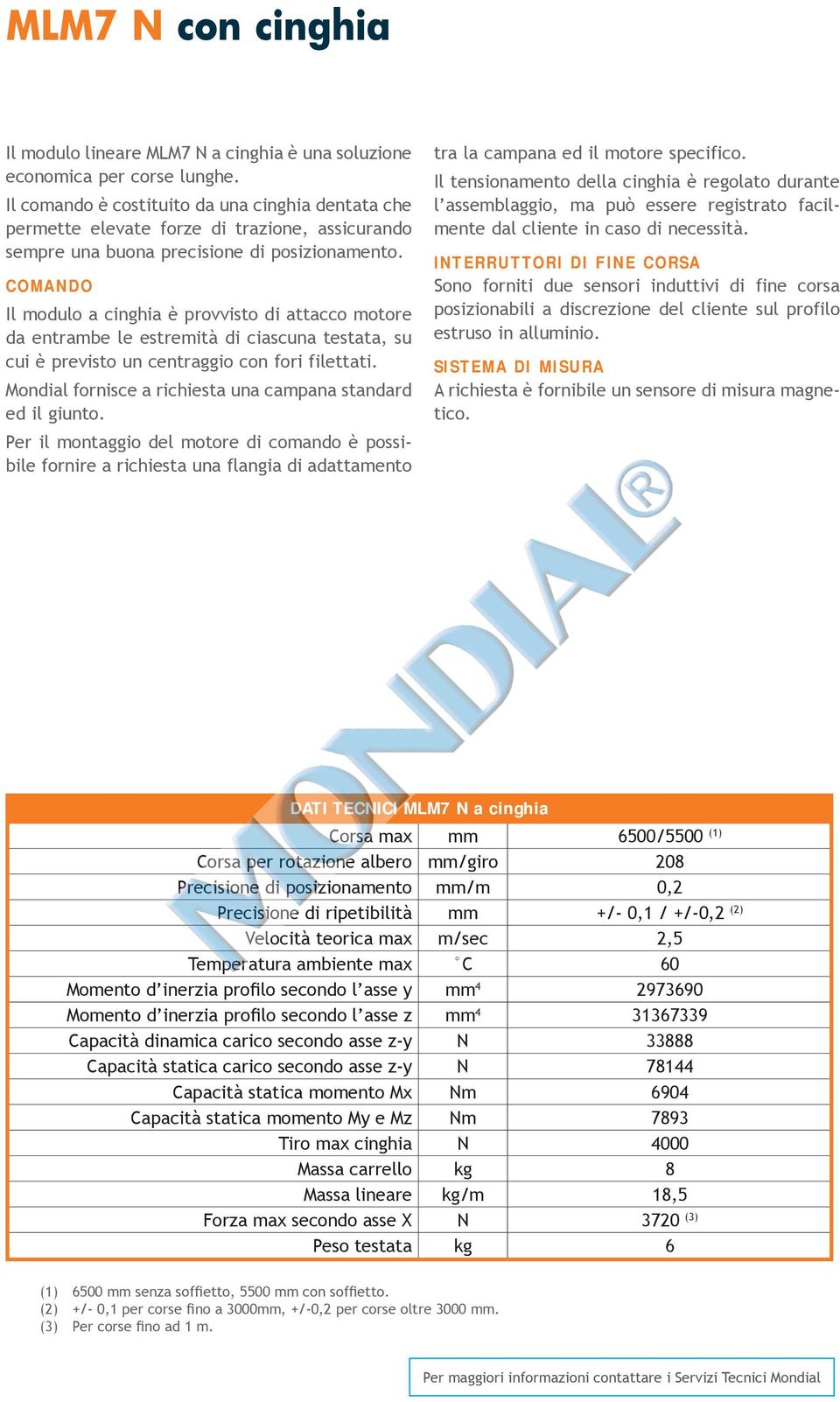 COMANDO Il modulo a cinghia è provvisto di attacco motore da entrambe le estremità di ciascuna testata, su cui è previsto un centraggio con fori filettati.