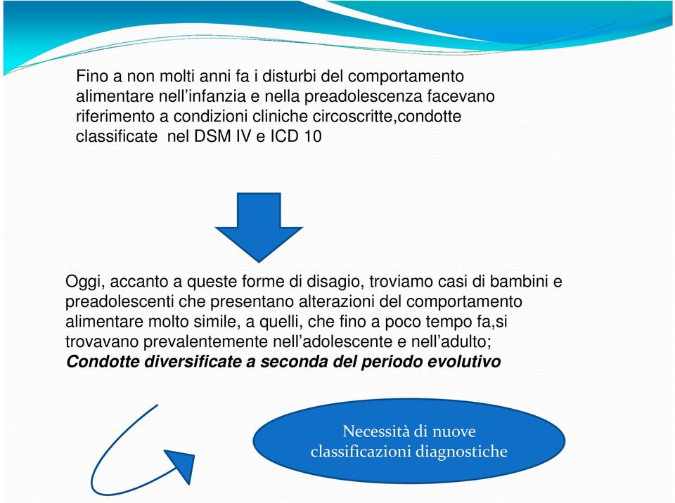 preadolescenti che presentano alterazioni del comportamento alimentare molto simile, a quelli, che fino a poco tempo fa,si trovavano