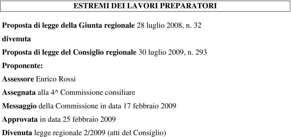 293 Proponente: Assessore Enrico Rossi Assegnata alla 4^ Commissione consiliare Messaggio della