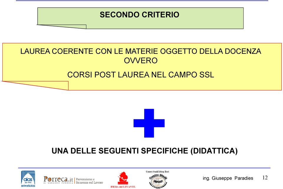 OVVERO CORSI POST LAUREA NEL CAMPO SSL