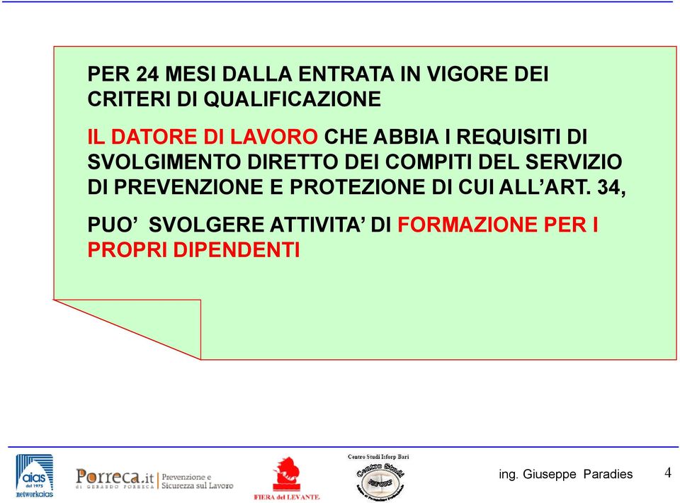 DEI COMPITI DEL SERVIZIO DI PREVENZIONE E PROTEZIONE DI CUI ALL