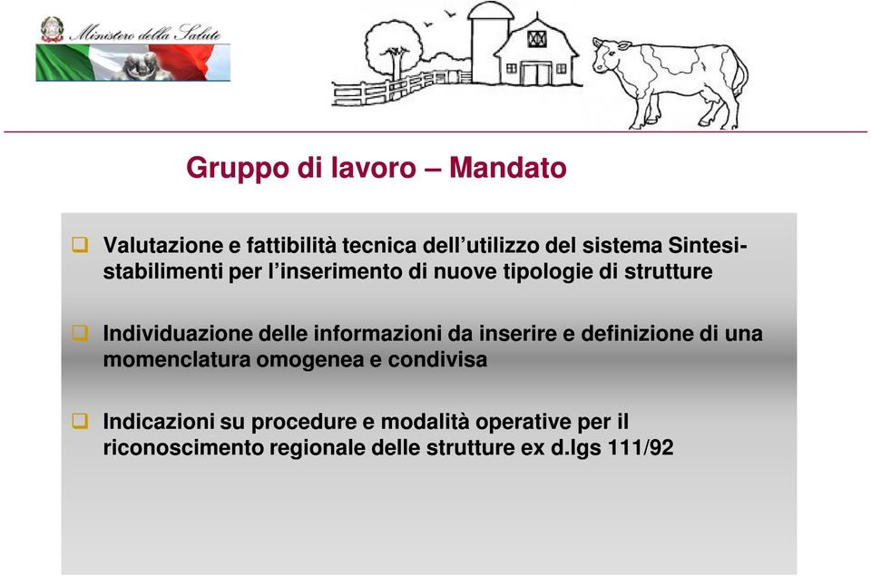 delle informazioni da inserire e definizione di una momenclatura omogenea e condivisa