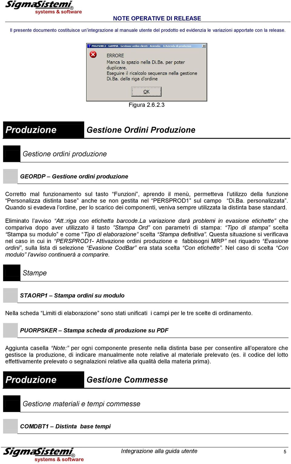 distinta base anche se non gestita nel PERSPROD1 sul campo Di.Ba. personalizzata. Quando si evadeva l ordine, per lo scarico dei componenti, veniva sempre utilizzata la distinta base standard.