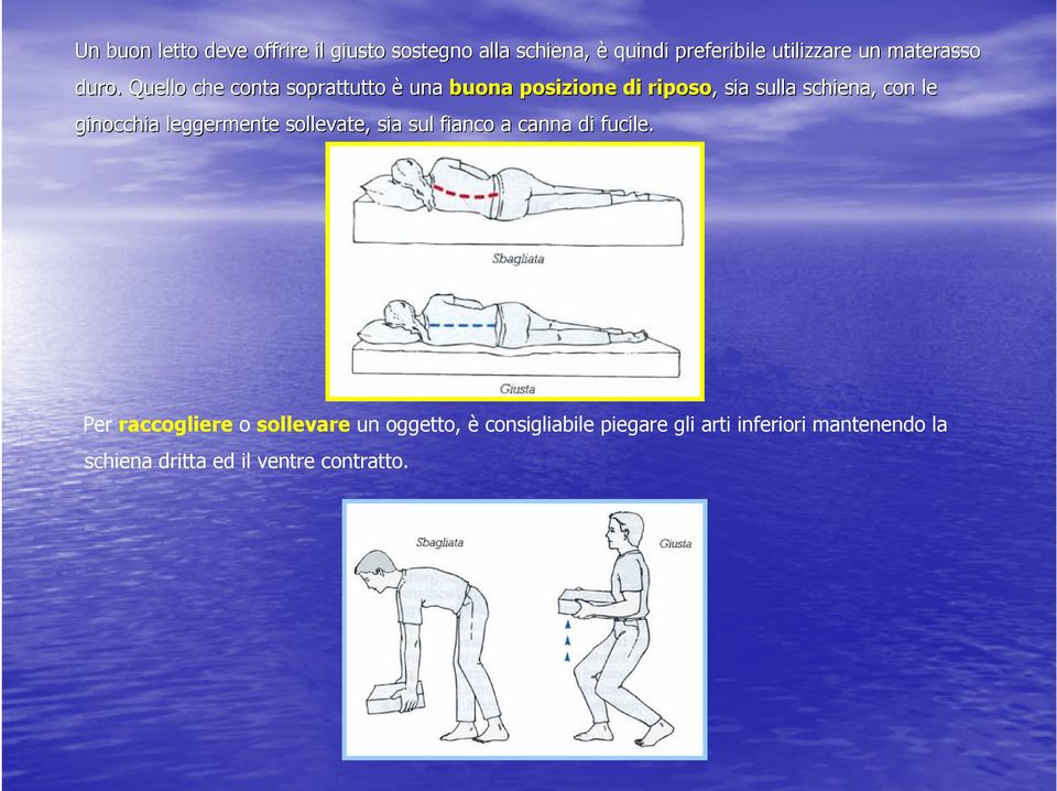 Quello che conta soprattutto è una buona posizione di riposo,, sia sulla schiena, con le ginocchia