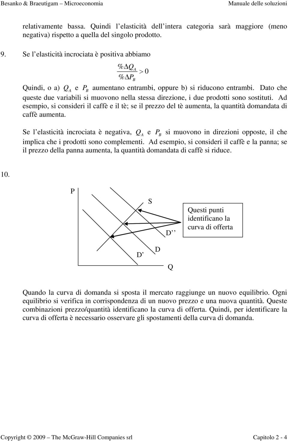 ato che queste due variabili si muovono nella stessa direzione, i due prodotti sono sostituti.