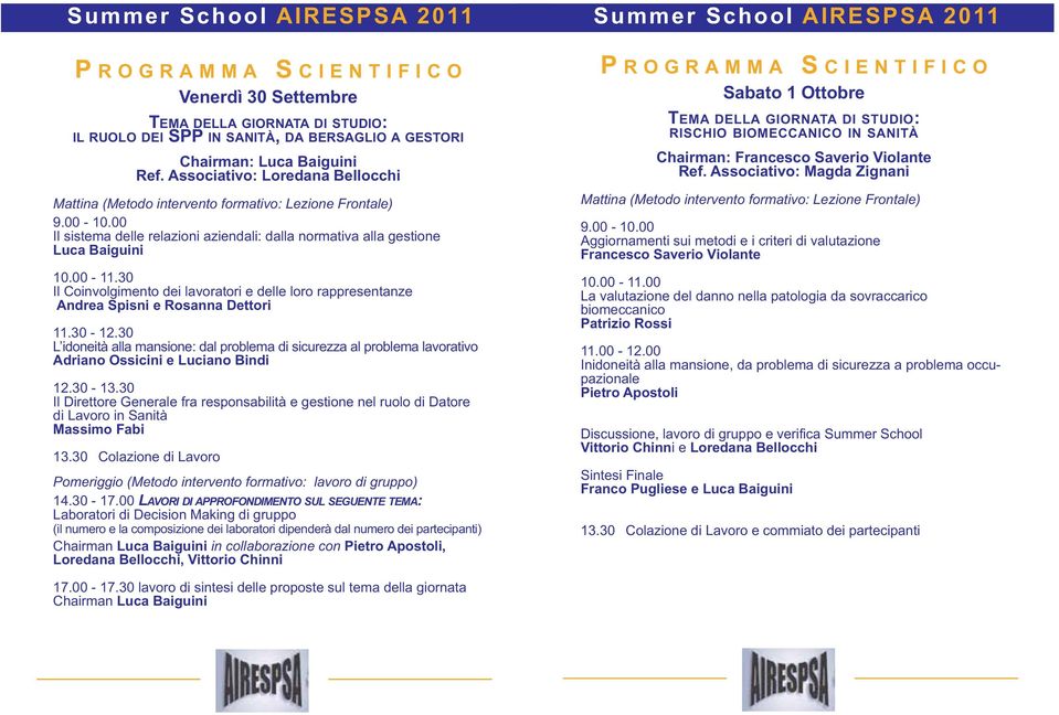 30 Il Coinvolgimento dei lavoratori e delle loro rappresentanze Andrea Spisni e Rosanna Dettori 11.30-12.