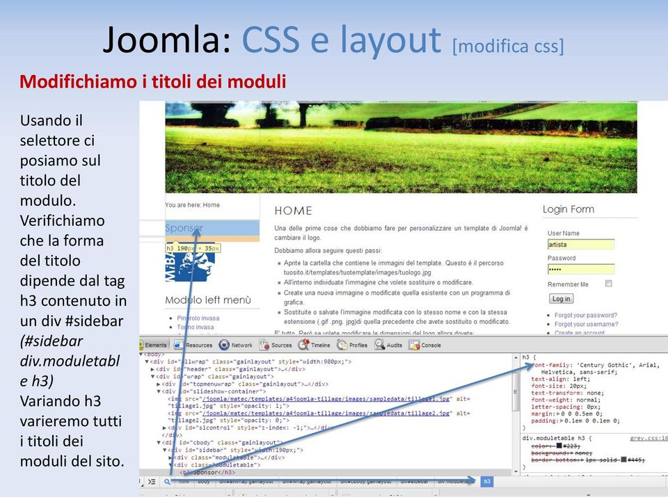 Verifichiamo che la forma del titolo dipende dal tag h3