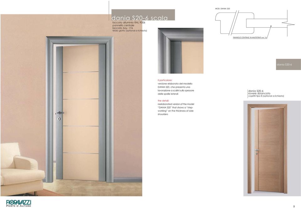 modello DANIA S20, che presenta una lavorazione a scalini sullo spessore delle spalle laterali dania S20-6 rovere